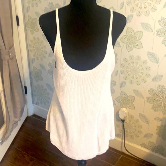 Tops - White spaghetti strap knit sweater. Size large, viscose.  NWOT